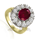 Russian Style Ruby Diamond Ring 18K gold