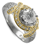 Diamond engagement Ring 14k Two Tone Gold