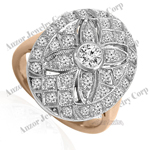 Russian style Diamond Ring 18k Rose & White Gold