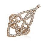 Decorative Russian Style Diamond Gold Ring 585