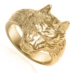 Men's heavy Wolf Ring in 14k yellow gold