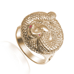14k Twisted Serpent Ruby Men's Ring