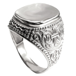 Men's 14k White Gold Signet Engravable Ring