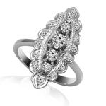14K White Gold Diamond Russian style Ring