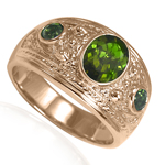 Men's 14k Green Tourmaline Three-Stones Ring