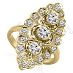 Russian Style 14k Yellow Gold Diamond Ring