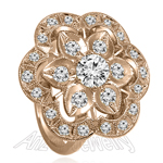 14K Rose Gold Diamond Russian Style Ring