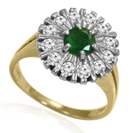 Russian Style Diamond & Emerald Ring in 14K Gold