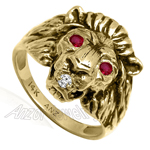 Men's Lion Ring 14 yellow gold antique finish
