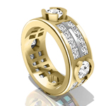 18k Gold Half Bezel Genuine Diamond Ring