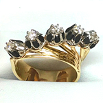 Russian Style 14k Yellow & White Gold Diamond Ring