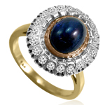 Russian Style Sapphire Diamond Ring 14K 585