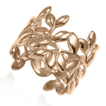14k solid rose Gold Leaf Ring