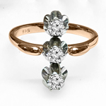 14K Gold Russian Style Diamond Svetofor Ring