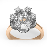 14k Gold Diamond Semi-Mount Flower Ring