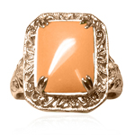 14k Solid Yellow Gold Coral Ring