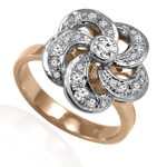 Russian style Diamond Flower ring 14k 585