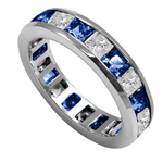 14k Gold Channel Set Diamond & Sapphire Eternity