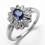 Russian Style Diamond sapphire ring 14k Gold 585