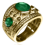 14k Gold Genuine Emerald  Men's Jewelry Ring