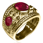 14k Gold Genuine Ruby Men's Jewelry Ring