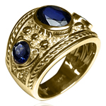 14k Gold Genuine Sapphire Men's Jewelry Ring