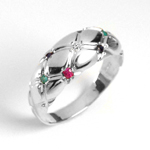 14k Gold Diamond, Ruby, Sapphire, Emerald Ring