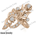 14K Rose Gold Genuine Diamond ring Russian Style