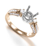 14k Two Tone Gold Diamond Ring Setting Semi-Mount