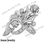 European Style 14k White Gold Diamond Ring