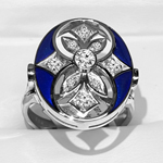 Russian Style Diamond Enamel Ring 585 14K