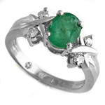 14k Gold Emerald and Diamond Ring