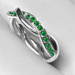 18k Gold Emerald Prong setting Wedding Band