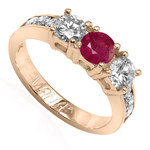 Diamond & Emerald Engagemen Ring in 14k Pink Gold