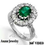 Genuine Emerald Diamond Ring 14K 585