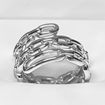 14k Solid White Gold figaro Chain Ring