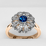 Russian style Diamond Sapphire Ring 14k Rose White