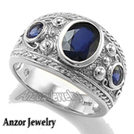 Men's Ring Genuine Ceylon Sapphire 10k Gold
