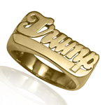 14k Solid Yellow Gold Trump Name Man's Ring