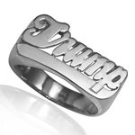 14k Solid White Gold Trump Name Ring
