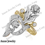 14k Yellow & White Gold Russian style Diamond Ring