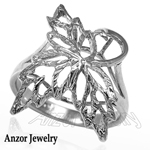 14K White Gold Leaf Ring