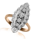 14K  Gold Genuine Diamond Russian style Ring
