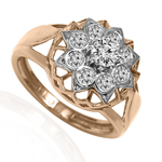 14k Solid Gold Genuine Diamond Russian style Ring
