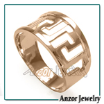 Men's 14k rose Gold Greek Key Ring 7 to 14