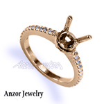 Cutdown Pave Diamond setting ring in 10k gold