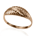 14K Solid Rose Gold Leaf Ring for lady