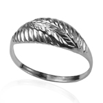 14K Solid White Gold Leaf Ring for lady