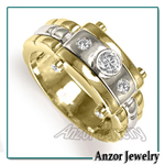 Men's 14k Two-Tone Gold Burnish Set Diamond Ring