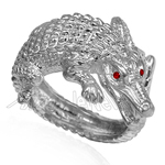 14k Gold Crocodile Ruby Ring Men's Ring